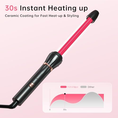 Hahahope 1 Inch Curling Wand, Long Barrel Ceramic Curler for Loose Waves - Image 6