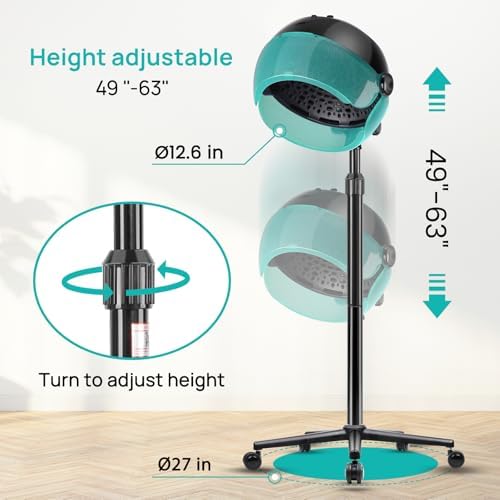 Hooded Hair Dryer with Time Setting,Touch Controls and 3 Temperature Modes - Image 6