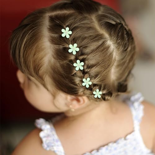YISSION Mini Green Flower Hair Accessories with Rhinestone Cute Hair Pins, Wedding Bridal Decorative Barrettes for Girls Women - Image 5