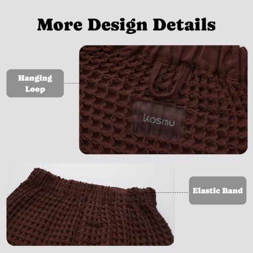 Luxury Organic Japanese Cotton Waffle Body Towel Wrap for Men | Sauna, Spa, Onsen, Shower Towel with Adjustable Snap Closure and Pocket | Ultra Plush 450 GSM (Dark Cocoa, L/XL) - Image 6
