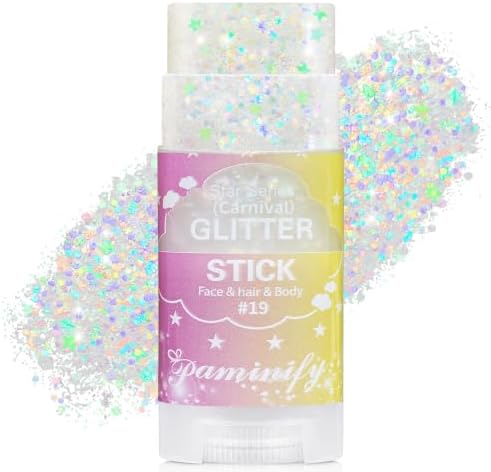 Iridescent White Hair Glitter Stick,Waterproof Face Body Glitter Makeup for Kids and Women, Mermaid Fairy Costume Accessories, Halloween Festival Rave Concert Carnival Party Makeup by PaminifyBeautyMakeup