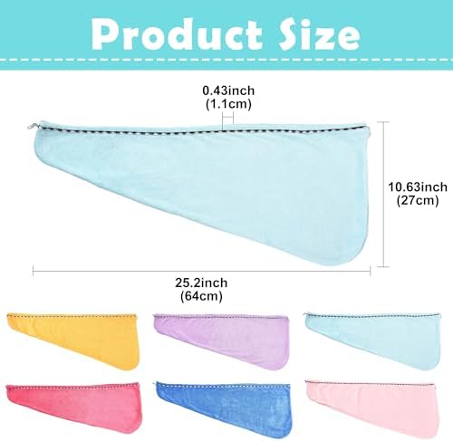 Microfiber Hair Towel Wrap 2 Pack Hair Drying Towel with Button for Women Hair Towel Turban Quick Dry Anti-frizz Absorbent Head Towel Blue - Image 5
