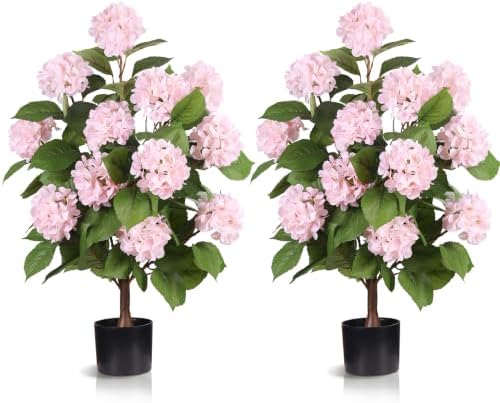 3FT Artificial Hydrangea Tree,Pink 2 Pack by Gicbzkoz