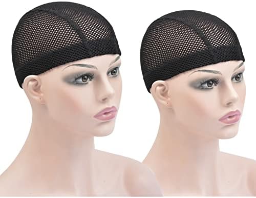 2 Pcs Mesh Dome Wig Cap Elastic Crochet Wig Caps for Making Wig, Black L by YTBYT