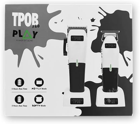 TPOB Play Barber Hair Clippers & Trimmer for Men 7500 RPM with Rubber Grips (White 2 Set) - Image 5