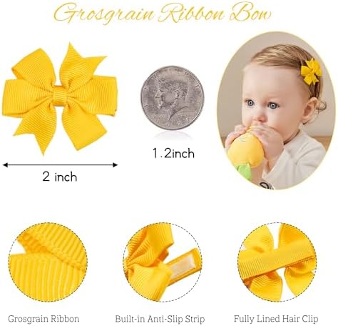 JOYOYO 50pcs Boutique Grosgrain Ribbon Pinwheel Hair Bows for Baby Girls, Toddler Bows Hair Clips Birthday Gifts In Pair - Image 4
