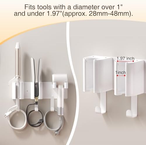Hair Tool Organizer Wall Mount, Hair Dryer & Curling Iron Storage - Image 6