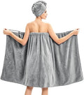 Absorbent Towel Wrap for Women Wearable Bath Towel Set with Hair Turban by MakemadeDIY
