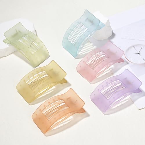 French Flat Hair Clips for Women 6pcs Hair Claw Clips for Thick or Thin Hair Matte Claw Clips for Girls Barrettes Non-Slip Strong Hold Hair Accessories for Women (Ice Cream) - Image 5