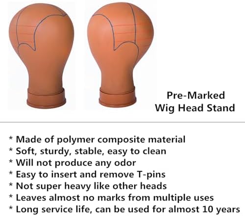 Mannequin Head for Wigs with Guide Lines, Pre-Marked Wig Head for Wig Making and Styling, Suitable for Almost All Wig Stands, Sturdy for 10 Years, 22 Inch, Brown - Image 4