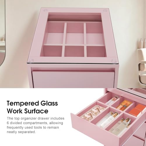 BarberPub Salon Storage Cabinet with Glass Top, Beauty Station 3381-1 - Image 5