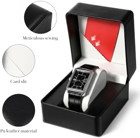 10 Pack Single Watch Gift Box for Men Women, PU Leather Watches Storage Case with Removable Pillow, Portable Display Organizer for Smart Watches & Jewelry, Premium Gift Box for Watch, Black - Image 3