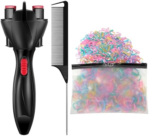 Automatic Hair Twister and Braider with 800 Mini Rubber Bands and Tail Comb, Electronic Braiding Machine for Hair Styling and Tangling (Bright Colors) by Honoson