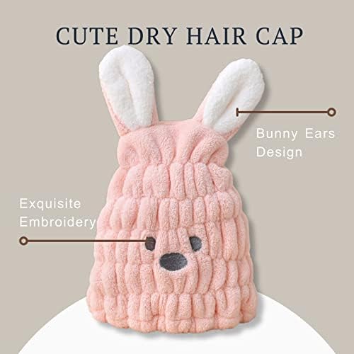 Hair Towel Wrap for Kids, Bunny Toddler Dry Head Cap Absorbent Quick - Image 2