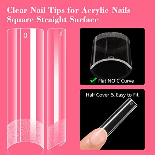 LIONVISON XL Square Nail Tips: NO C Curve for Acrylic Nails Professional - Image 3