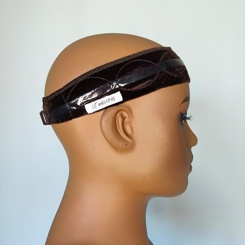 LIT UNICORNS Wig Grip Band with Silicone | Non-Slip to Keep Wig in Place | Premium Adjustable Velvet Gripper for Lace Front Wigs (Brown) - Image 3
