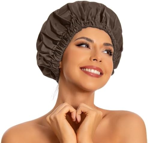 Edoneery Shower Caps for Women Reusable Waterproof, Shower Hair Cap by Edoneery