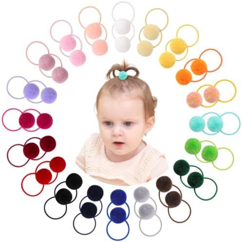 choicbaby 40pcs Pom Pom Hair Ties Elastic Rubber Bands for Baby Girls by choicbaby