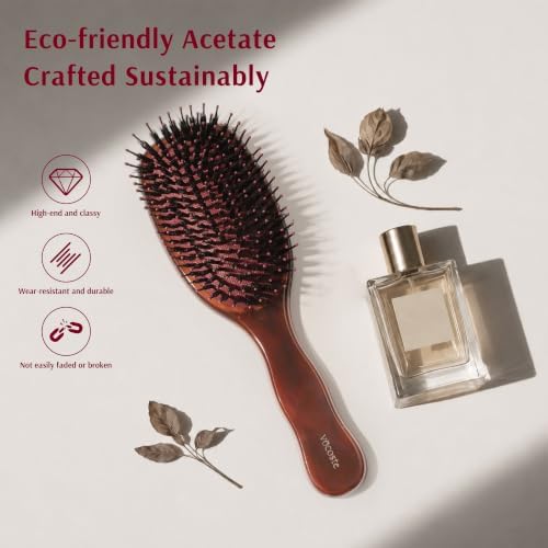 VOCOSTE Boar Bristle Hair Brush, Detangling & Shine Paddle Brush Gift Set - Image 3