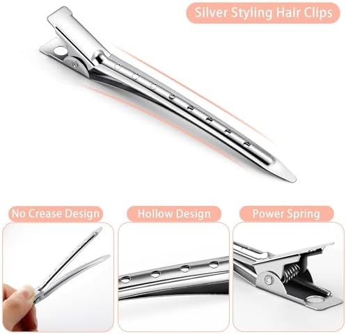 40 Pcs Duck Bill Clips, Metal Alligator Clips for Hair Styling, Rustproof 3.5 Inch Curl Clips with Holes for Women, Coloring, Salon Use for Thick Hair & Thin Hair - Image 4