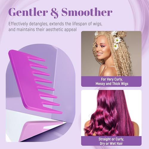 Wig Brush Comb Set, Premium Matte Grip, 2pcs Professional Extension Brush with Ergonomic Travel Size Design for Human and Synthetic Hair - Image 5