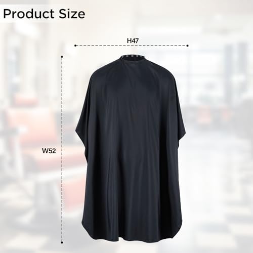 Professional Salon Hair Cutting Cape, Barber Cape for Men/Women, Adjustable Snap Button with Waterproof Hairdressing Salon Cape for Haircut, Coloring, Makeup, Styling(52" x 47"), Black - Image 2