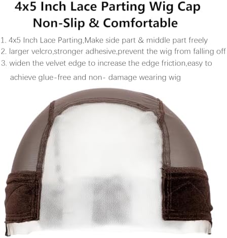 Wig Caps for Women Wig Cap with Grip Band for Keeping Wigs in Place Glueless Wig Grip Cap with 5x4 Transparent Lace Caps Non-Slip Adjustable Wig Caps Elastic Headband (Brown) - Image 2
