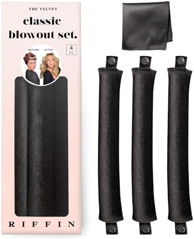 Classic Heatless Curls Overnight Rods No Heat Hair Curlers to Sleep Jumbo Foam Large Hair Rollers for Medium Long Hair Blowout Look, Heatless Flexible Curling Rod Set with Satin Wrap for Sleeping by RIFFIN