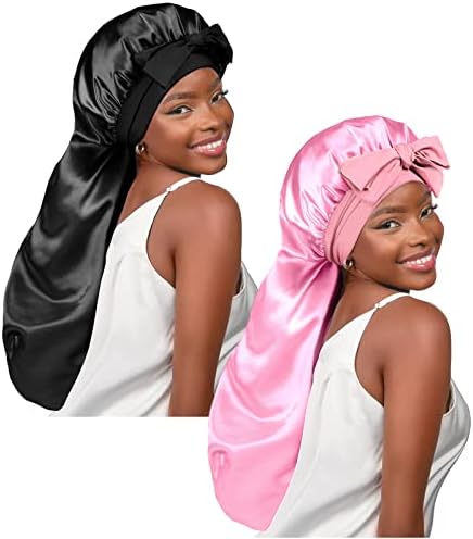 YANIBEST 2Pcs Silk Feeling Bonnet for Sleeping Braid Bonnet for Long Hair by yanibest
