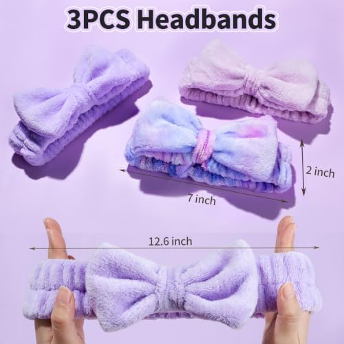 LEOBRO Purple Spa Headbands, Makeup & Skincare Headbands for Washing Face - Image 2