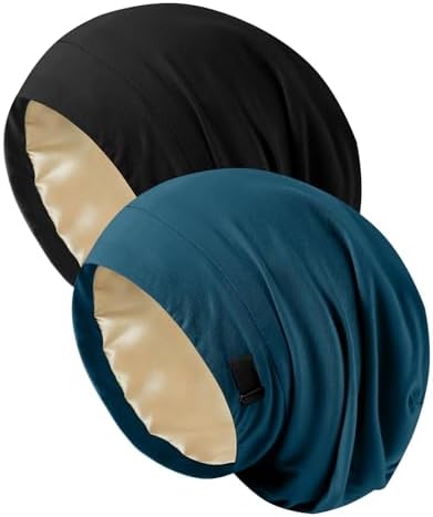 2Pcs Satin Lined Bonnet for Sleeping for Women Men by DUOMODRAGON