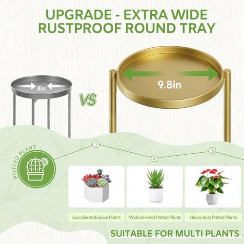 7 Tier Large Plant Stand Indoor Outdoor, 10 In Wide Tray, Gold - Image 3