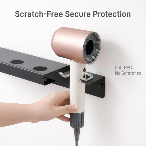 Dyson Hair Dryer Holder, Dyson Hair Dryer Wall Mount with Magnetic Attachment Storage, Dyson Blow Dryer Holder SUS304 Stainless Steel with Cable Management for Bathroom Salon PTALSEAW - Image 3