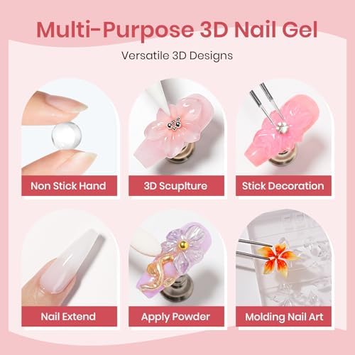 3D Nail Art Gel Clear and White Solid Builder Gel for Nails - Image 4