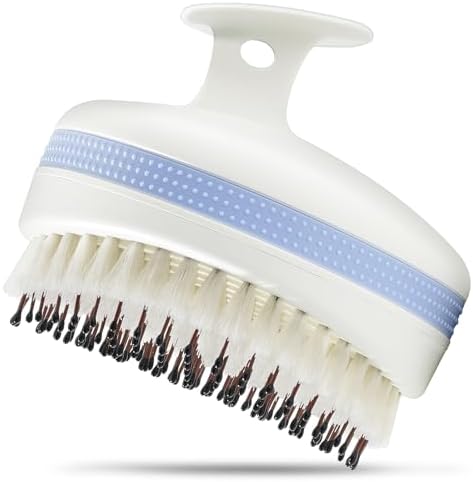 Scalp Massager with Double-Layer Bristles,Anti-Slip Rich-Lathering Hair Washing Shampoo Brush,Curved Scalp Scrubber with Better Head Fit for Dandruff Removal,Wet&Dry Use Scalp Stimulator. by Wonsagain