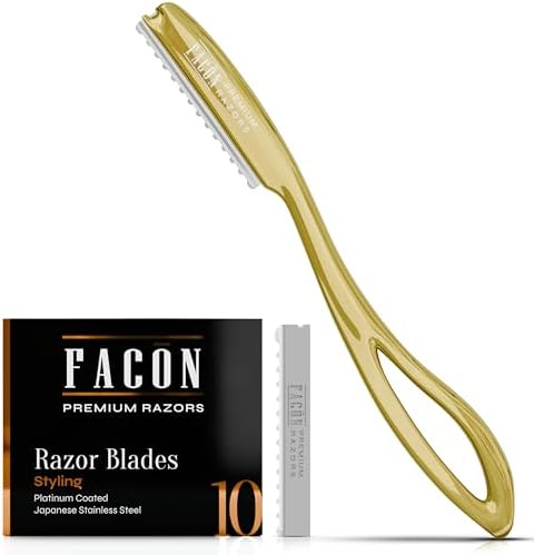 Facón Hair Razors for Cutting Hair - Professional Hair Styling Razor Kit with 11 Replacement Blades, Stainless Steel Hair Cutting Tool for Salon & Home, Premium Hair Thinning Texturizing Faether Razor by Fac%C3%B3n