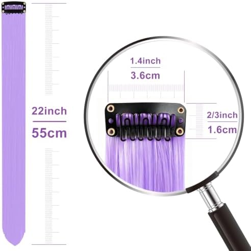 Purple and Orange Hair Extensions Clip in Colored Hairpiece 14 PCS - Image 4