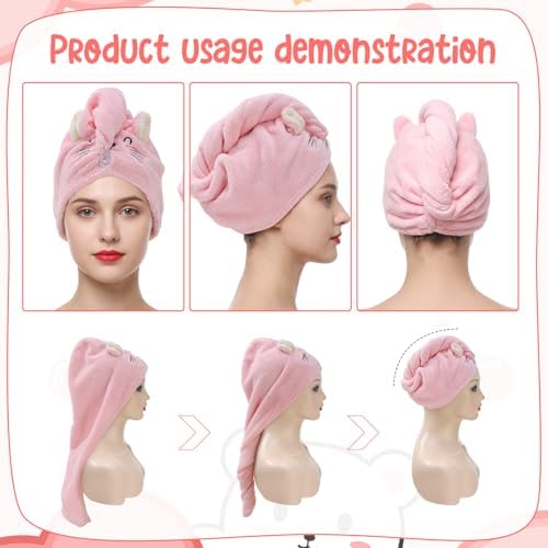 3 Pack Microfiber Hair Towel Wrap for Kids, Hair Drying Turbans - Image 3