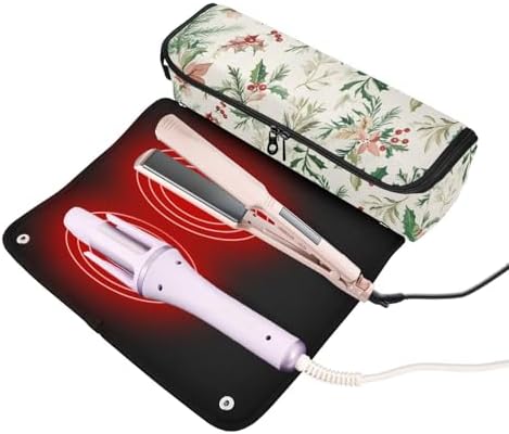 GuoChe Portable Travel Carrying Case and Heat Resistant Mat with Zipper Berries Pattern Traditional Greenery - Image 2