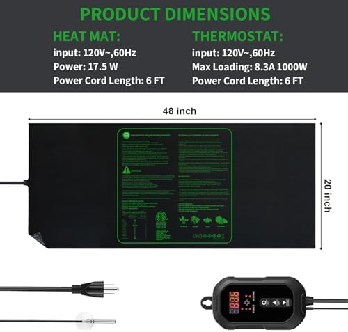 48"x20" Durable Seedling Heat Mat with Thermostat Controller - Image 2