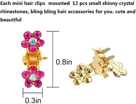 ANBALA 65 Pcs Small Hair Clips Mini Hair Claw Clips No-Slip Grip Jaw Clip Glitter Teeth Clips Rhinestone Metal Clamps Flower Hair Accessories for Women Girls (Gold-13Colors) - Image 6