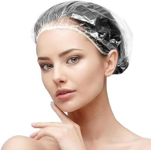 200 Pcs Larger Shower Caps Disposable, Plastic Hair Caps for Women Men. by AIDIQIU