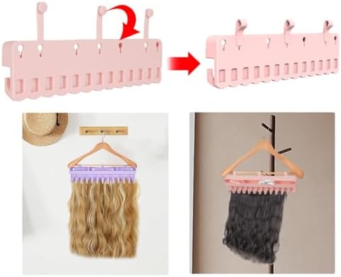 Hair Extension Holder for Styling - Lightweight Hair Extension Silicone Hanger Pink Come with Hooks and Bobby pins for Storage in Bathroom Closet and Powder Room - Image 3