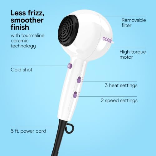 Conair Cake Pop Hair Dryer with Diffuser & Concentrator, Sugar Glaze - Image 3