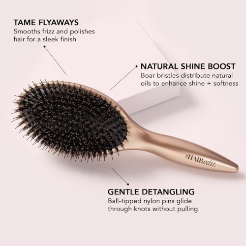 The Hair Edit Finish & Shine Boar Bristle Brush for Detangling & Smoothing - Image 2