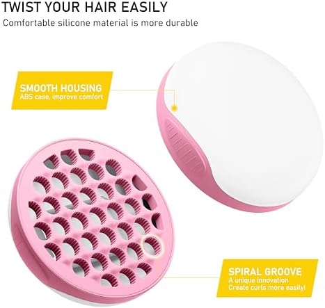 Silicone Curl Brush with Pick and Spiral Cavities, Two-Sided Hair Curling Tool for Afro Curls, Small Holes Curler for All, Pink, 1 Piece - Image 5