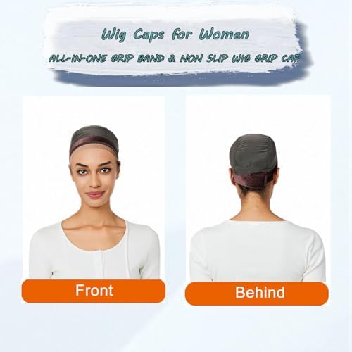 Wig Cap for Women,Wig Grip Cap for Keeping Wigs in Place,Non Slip Caps with Velvet Grip Band Make Your Wigs Be Glueless(Brown,L) - Image 5