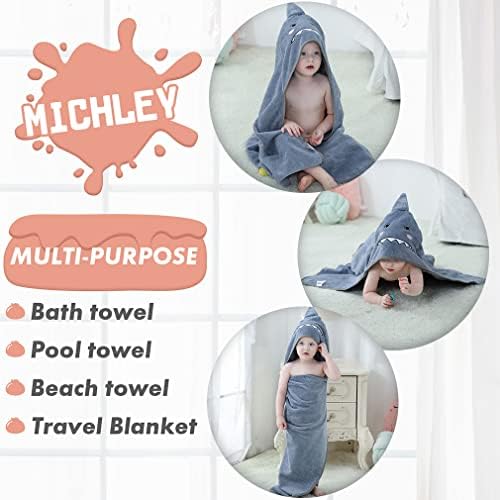 MICHLEY Unisex Baby Animal Hooded Bath Towel Soft Cotton Beach Swimming Bathrobe for 0-6T, Grey - Image 6