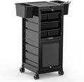OmySalon Salon Trolley Cart, Hair Stylist Station with 2 Lockable Doors, Rolling Hair Cart Organizer with Drawers & Bucket & Dryer Holder, Barber Shop Hairdressing Beauty Tattoo Versatile Equipment by OmySalon