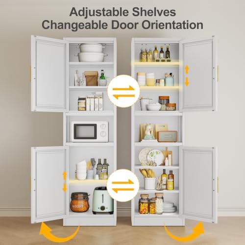 Ckzbx Tall Narrow Storage Cabinet 66.93" H Tall Bathroom Cabinet Metal Pantry Cabinets, 4 Adjustable Shelves for Kitchen, Home Office, Living Room, Dinning Room (20 inches Wide White) - Image 6